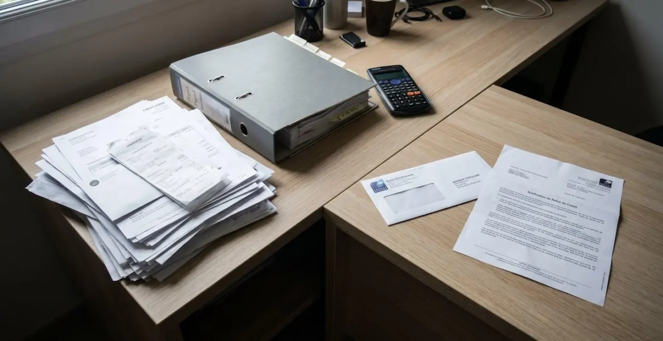 Gros plan sur une main tenant un stylo au-dessus d'un formulaire de demande de crédit avec des chiffres floutés en arrière-plan